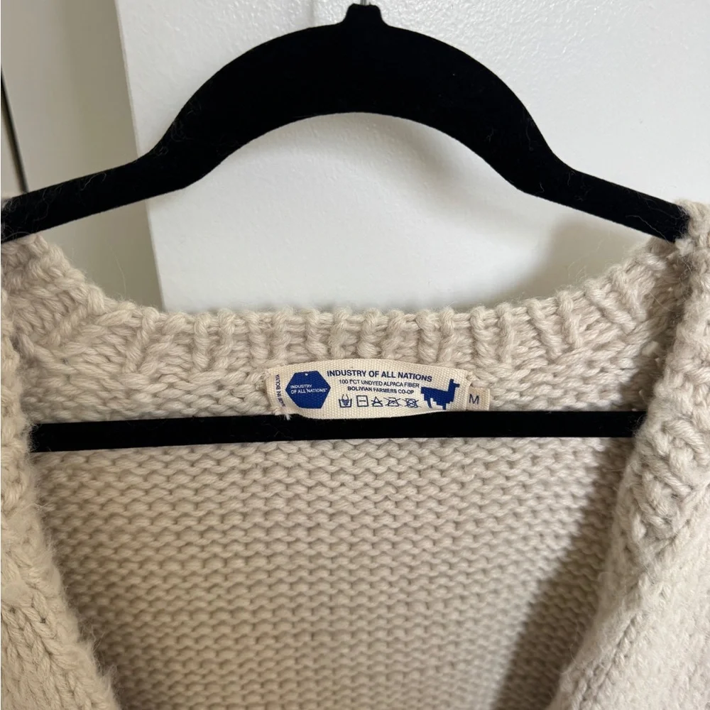 IOAN Cozy Open-Front Cream Alpaca Knit Cardigan Sweater
